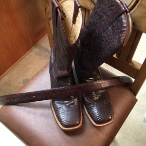 2 pair of boots ostric and lizard.